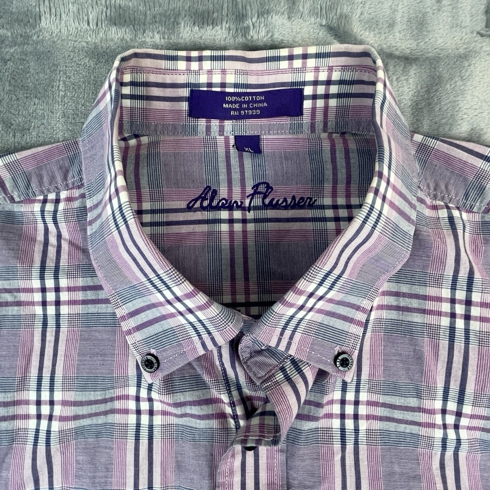 Alan Flusser long sleeve men's shirt purple size XL Excellent Condition